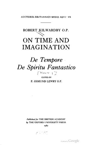 ﻿رابرت کیلواردبی: در زمان و تخیل: De tempore، De spiritu fantastico