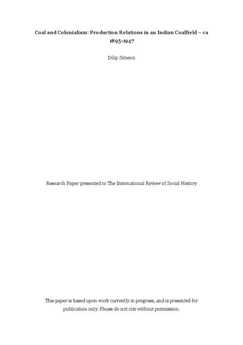 ﻿روابط تولید زغال سنگ و استعمار در یک میدان زغال سنگ هند - حدود 1895-1947