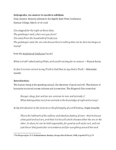 ﻿ساتیاگراها: پاسخی به نیهیلیسم مدرن