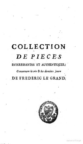 ﻿خاطرات تاریخی در مورد آخرین سال زندگی فردریک دوم، پادشاه پروس (1787)