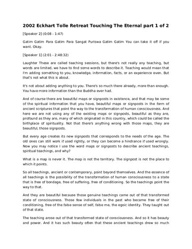 ﻿دست زدن به ابدی - اکهارت توله -- عقب نشینی هند ( رونوشت )