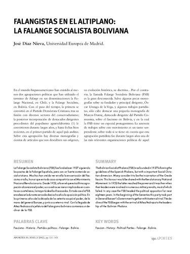 ﻿فالانژیست ها در آلتیپلانو: فالانژ سوسیالیست بولیوی