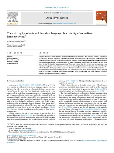 ﻿فرضیه توجه و زبان فرمولی قابلیت یادگیری فرم های زبان غیر برجسته