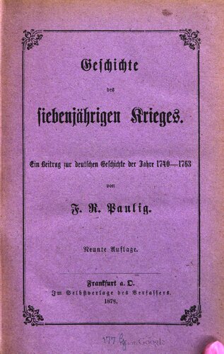 ﻿تاریخ جنگ هفت ساله؛ سهمی در تاریخ آلمان از 1740 تا 1763