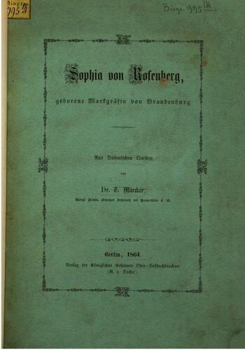 ﻿سوفیا فون روزنبرگ، خواهرزاده مارگروین از براندنبورگ