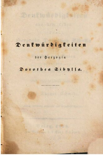 ﻿یادگاری از زندگی دوشس Dorothea Sibyilla از Liegnitz و Brieg، خواهرزاده Margravine از براندنبورگ