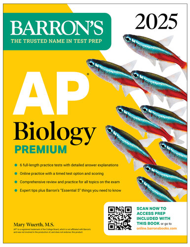 ﻿AP Biology Premium، 2025: کتاب آمادگی با 6 تست تمرینی بررسی جامع تمرین آنلاین