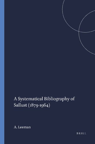 ﻿کتابشناسی سیستماتیک سالوست، 1879-1964 (Mnemosyne, Biblioteca classica batava. Supplementum)