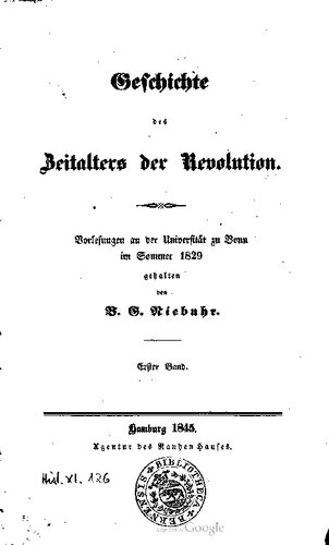 ﻿تاریخ عصر انقلاب: سخنرانی در دانشگاه بن در تابستان 1829