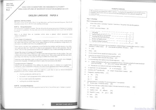 ﻿HKDSE English Language 2015: Marking Scheme