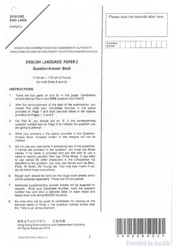 ﻿HKDSE English Language 2018: Paper 2