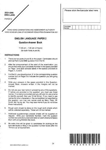 ﻿HKDSE English Language 2021: Paper 2