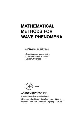 ﻿روش های ریاضی برای پدیده های موجی (علوم کامپیوتر و ریاضیات کاربردی)