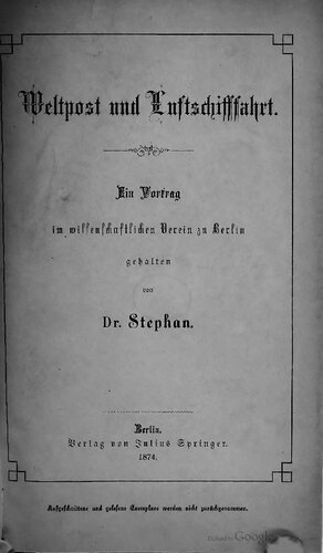 ﻿پست جهانی و حمل و نقل هوایی؛ سخنرانی در انجمن علمی در برلین