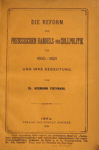 ﻿اصلاح سیاست تجاری و گمرکی پروس از 1800-1821 و اهمیت آن
