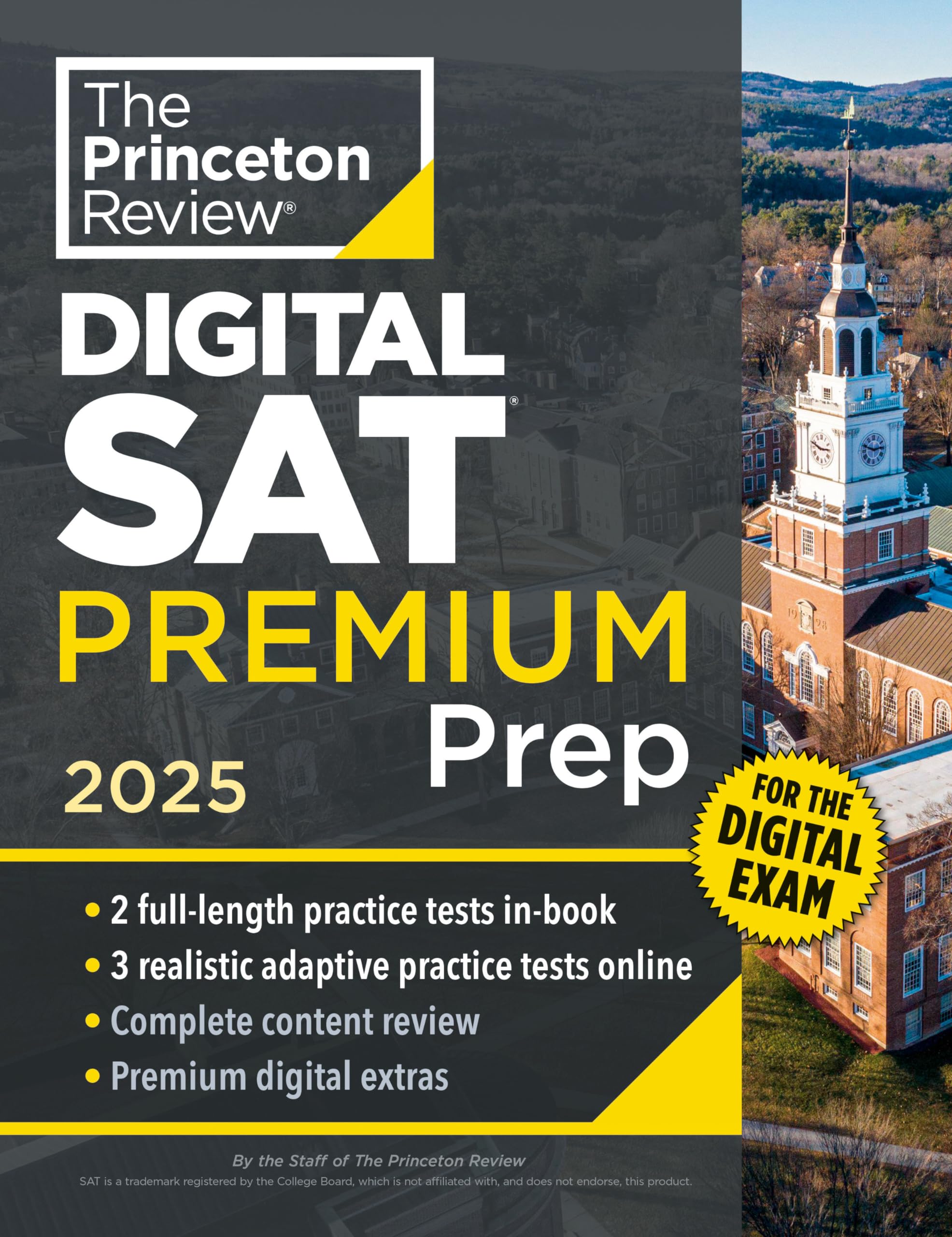 ﻿بررسی پرینستون Digital SAT Premium Prep, 2025: 5 تست تمرینی تمام مدت (2 در کتاب 3 آزمون های تطبیقی ​​آنلاین) مرور فلش کارت های آنلاین