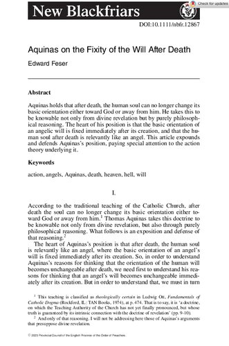 ﻿آکویناس در مورد تثبیت اراده پس از مرگ