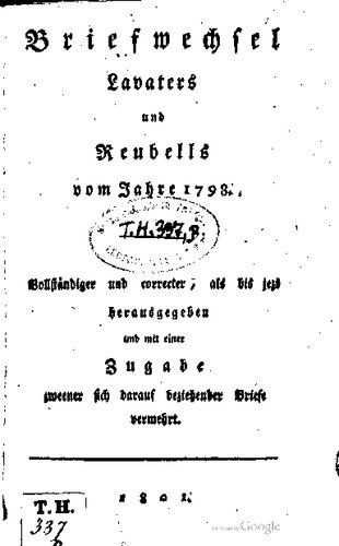 ﻿مکاتبات لاواتر و روبل از 1798