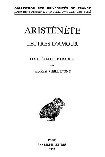 ﻿Aristenète: نامه های عاشقانه