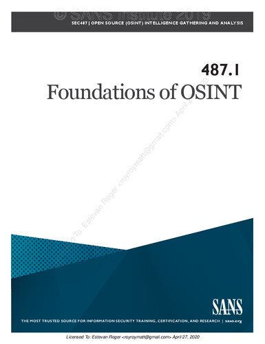﻿جمع آوری و تجزیه و تحلیل اطلاعات منبع باز (OSINT) - SANS SEC487