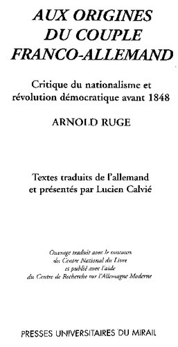﻿در خاستگاه زوج فرانسوی-آلمانی: انتقاد از ناسیونالیسم و ​​انقلاب دموکراتیک قبل از 1848