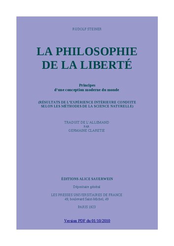 La philosophie de la liberté