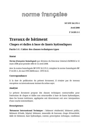 ﻿NF DTU 26.2 (P14-201): اتصال دهنده ها و صفحات هیدرولیک