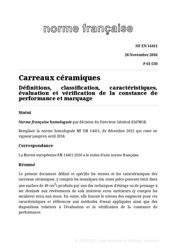 ﻿NF P61 - Carrelages ، پانل ها