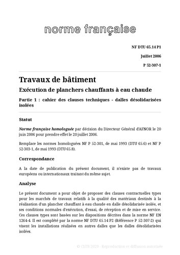 ﻿NF DTU 65.14 (P52-307): اجرای کف گرم آب گرم