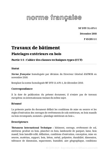 ﻿NF DTU 51.4 (P63-205): سکوهای چوبی در فضای باز