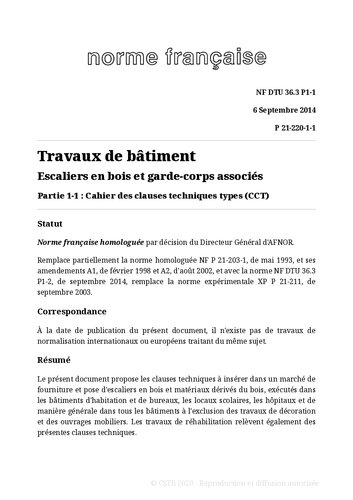 ﻿NF DTU 36.3 (P21-220): راه پله های چوبی و نرده های مرتبط