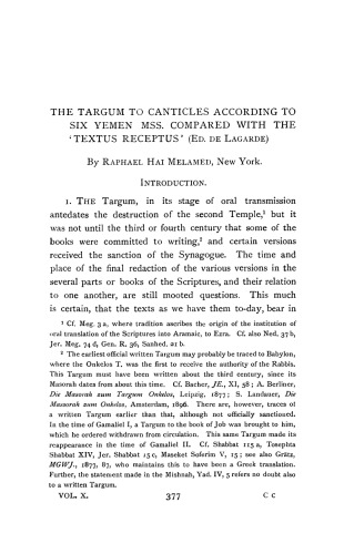 ﻿Targum to Canticles با توجه به شش یمن MSS. در مقایسه با 