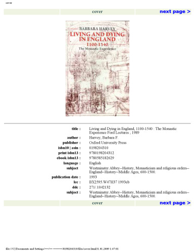 ﻿زندگی و مردن در انگلستان، 1100-1540: تجربه رهبانی (سخنرانی های فورد، 1989)