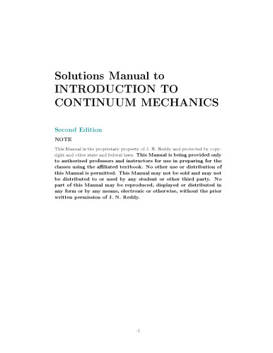 ﻿کتابچه راهنمای راه حل ها برای مقدمه ای برای مکانیک پیوسته