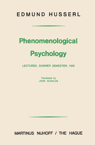 ﻿روانشناسی پدیدارشناختی: سخنرانی ها ، ترم تابستان ، 1925