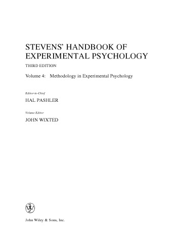 کتابچه راهنمای روانشناسی تجربی استیونز ، روش شناسی در روانشناسی تجربی