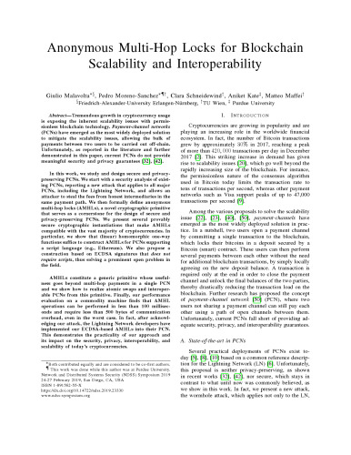 ﻿قفل های چند هاپ ناشناس برای مقیاس پذیری blockchain و قابلیت همکاری