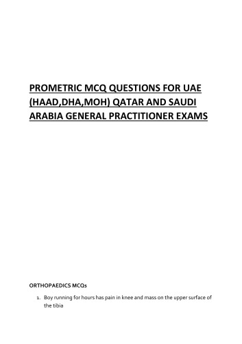 ﻿سوالات Prometric MCQ برای امتحانات عمومی قطر و عربستان سعودی (Haad ، Dha ، Moh)