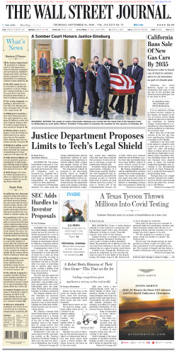 ﻿وال استریت ژورنال پنجشنبه 24 سپتامبر 2020