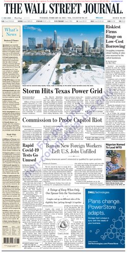 ﻿وال استریت ژورنال سه شنبه 16 فوریه 2021