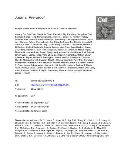 ﻿چندین عامل اولیه پیش بینی Sequelae پس از حاد Covid-19