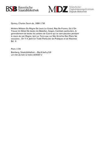 ﻿تاریخ نظامی سلطنت لوئیز ل ، پادشاه فرانسه. T. 6. 1708-1711