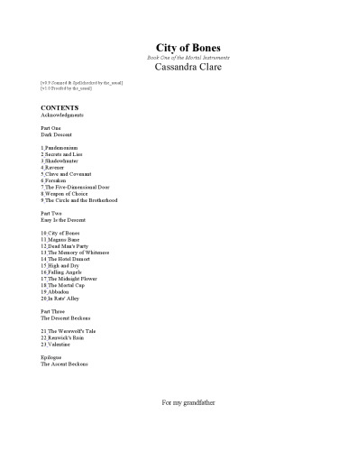 ﻿City of Bones (The Mortal Instruments)