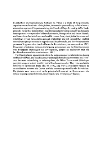 ﻿بناپارتیسم و ​​سنت انقلابی در فرانسه: فدراسیون های 1815