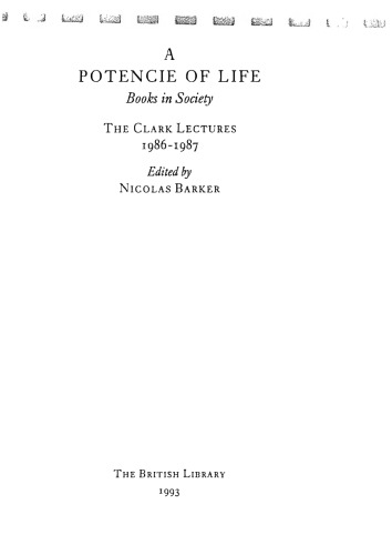 ﻿پتانسری از زندگی: کتاب در جامعه - سخنرانی های کلارک ، 1986-1987