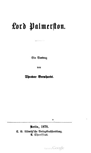 ﻿لرد پالمرستون. یک سخنرانی