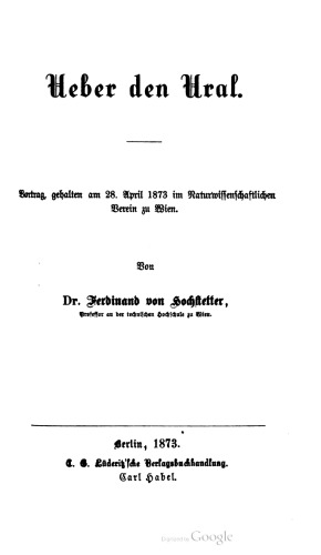 ﻿در مورد اورال سخنرانی ، که در 28 آوریل 1873 در انجمن علوم طبیعی در وین برگزار شد