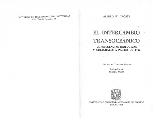 ﻿مبادله transoceanic. پیامدهای بیولوژیکی و فرهنگی از سال 1492