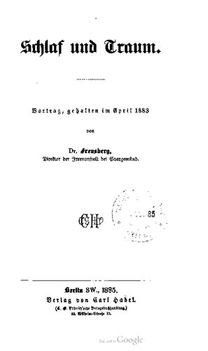 ﻿خواب و خواب. سخنرانی ، که در آوریل 1883 برگزار شد