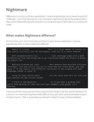 ﻿Nightmare_ مقدمه بهره برداری باینری و مهندسی معکوس با استفاده از چالش های CTF